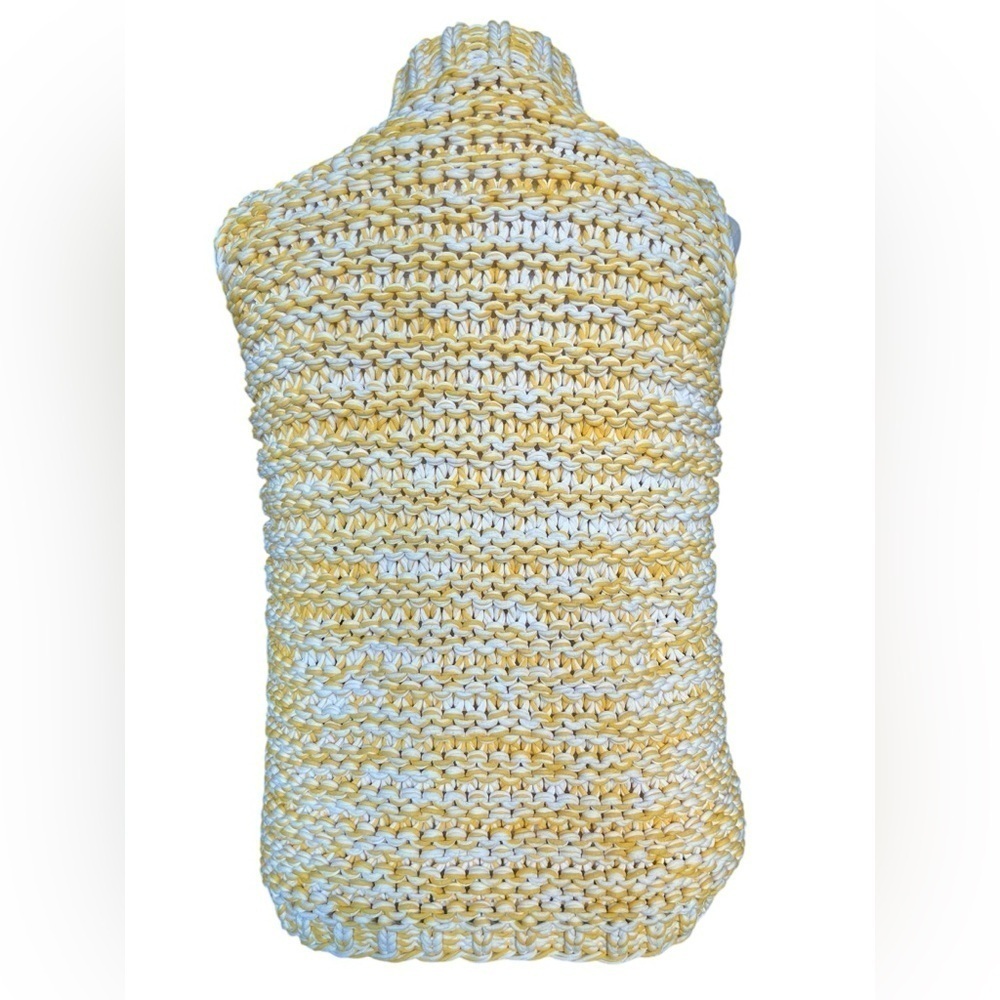 Lafayette 148 yellow and white knit sweater size large. - Picture 3 of 13